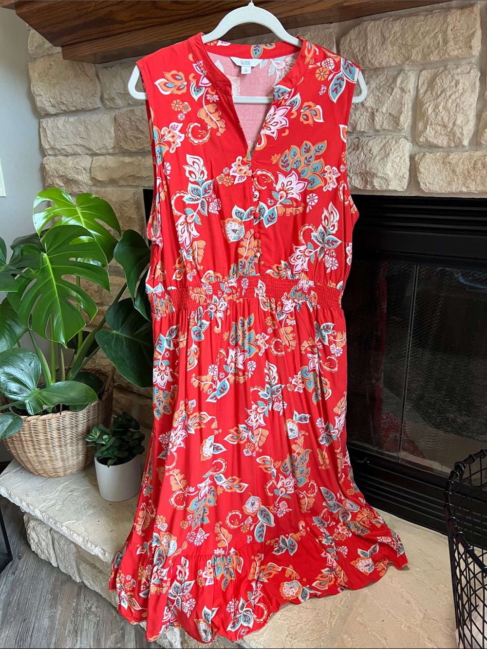 croft & barrow Orange Floral Midi Dress